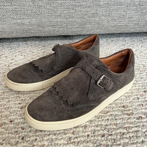 Frye Gemma Kiltie Smoke Gray Suede Oxford Wingtip Loafer Fashion Sneaker - Picture 4 of 11